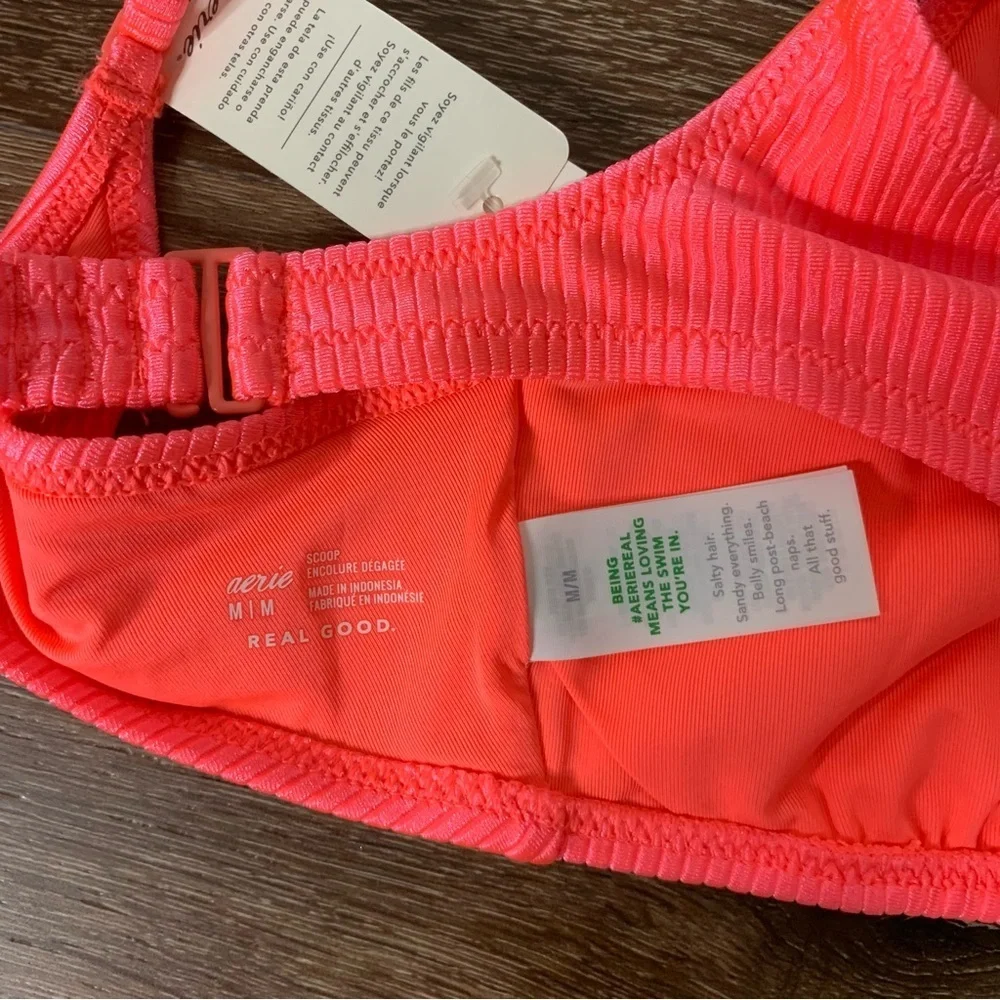Aerie womens pink ribbed 2 piece bikini swimsuit M NWT